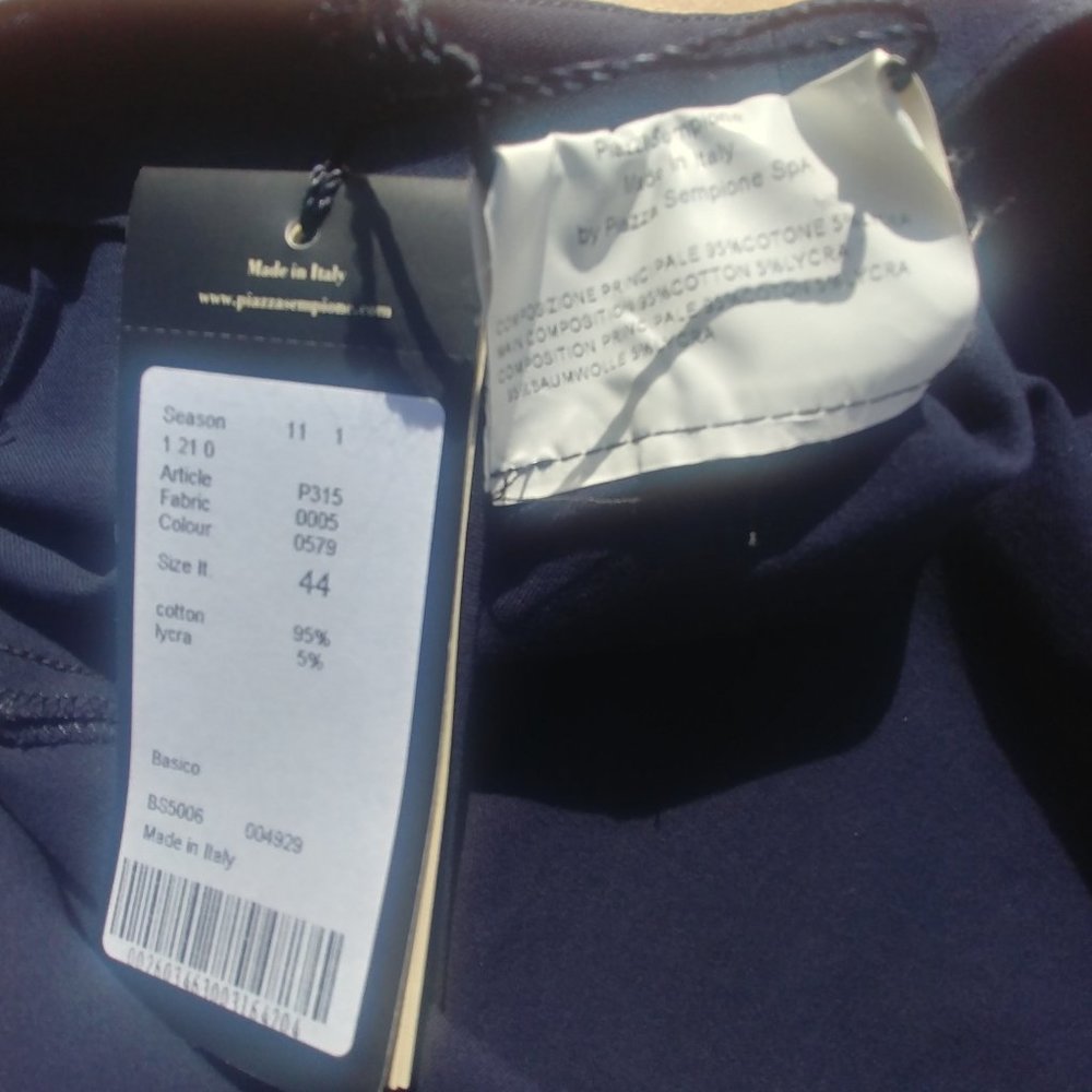NEW Piazza Sempione navy Audrey cotton cropped pants capris 44 IT - Picture 3 of 12